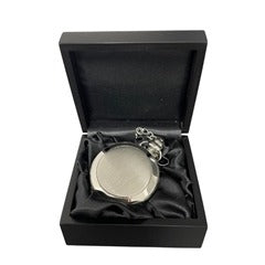 Silver brushed Pocket watch in wooden box