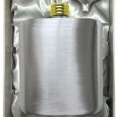 Hip Flask Satin Gold Lid Rounded + Funnel Gift Box