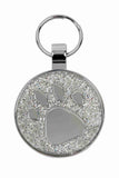 Pet Tag Silver Glitter Paw Print Large