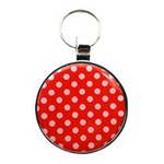 Pet Tag Red and White Polka Dot Circle Large
