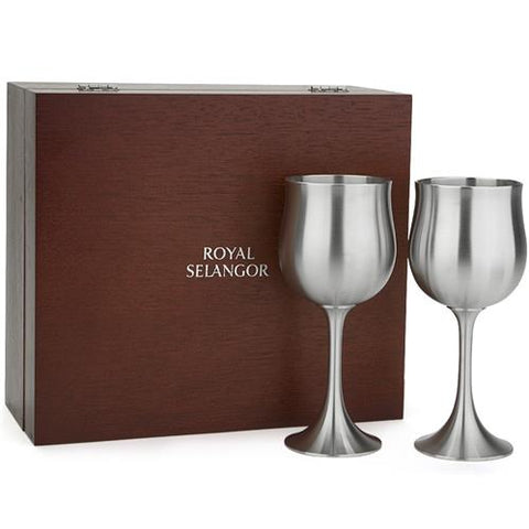 Goblet Water Pewter Pair 250ml Gift Boxed