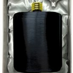 Hip Flask Gold Lid S/S Black Rounded + Funnel Gift Box