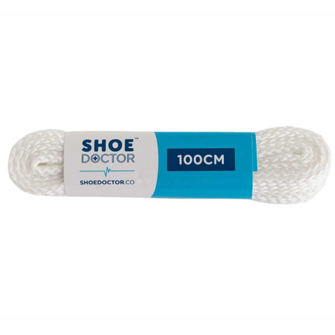Shoe Laces 100cm White Track Flat