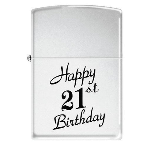 Zippo Chrome High Polish Happy 21st Birthday