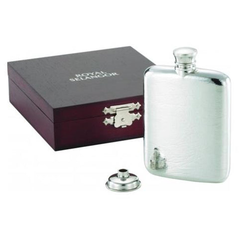 Hip Flask Pewter Wooden Gift Box 13cl