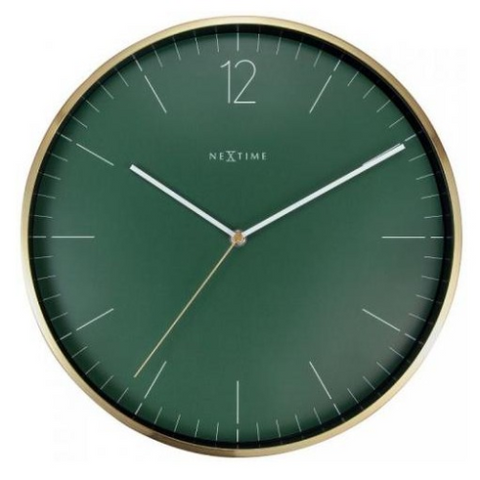 Clock Nextime Essential Gold 34cm Forest Green